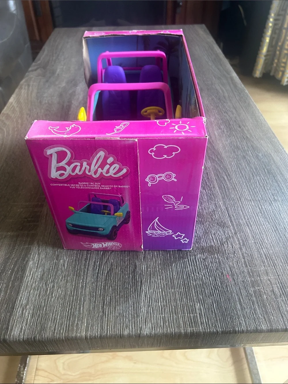 Barbie Teal Convertible Toy Car with Pink and Purple Accents